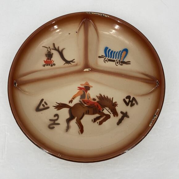 Fred Roberts Antique Western Enamelware Divided Dinner Plate - Picture 1 of 8